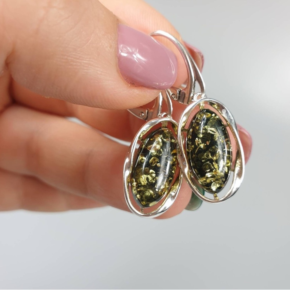 Elegant Sterling silver with Amber Women's Earrings
